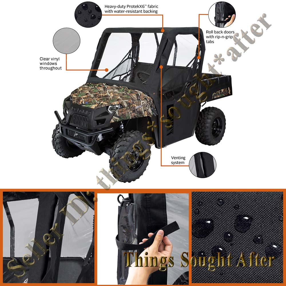 BLACK CAB ENCLOSURE for 2008 2009 YAMAHA RHINO 450 660 700 UTV w/ Half
