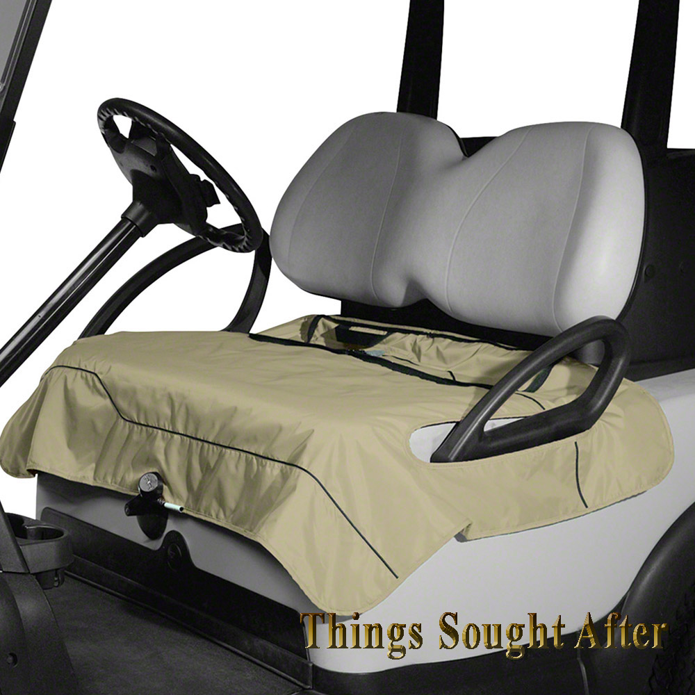 KHAKI SEAT BLANKET for GOLF CAR Quilted Fleece Cart Bench Lap Leg Cover